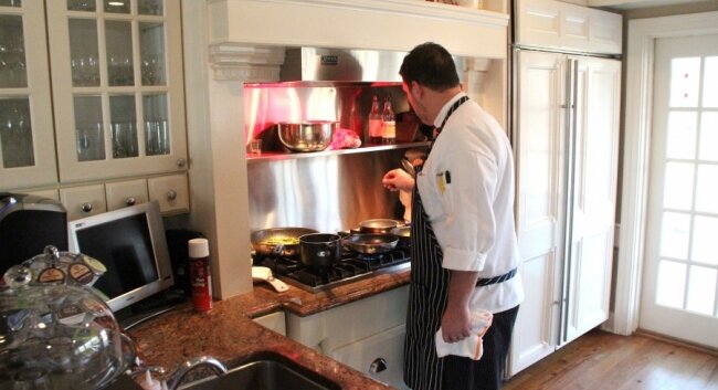 Chef Joel Walding prepares breakfast