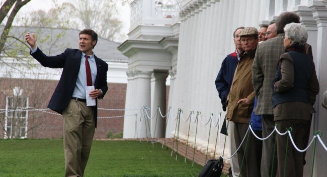Author Coy Barefoot gives a stress-free, history-laden tour of the UVA Lawn on Saturday, April 9.