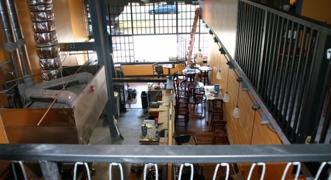 Best seat in the house? A mezzanine gives you a bird%2526#039;s-eye view of the new bakery.