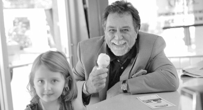 Denny King takes an ice cream break with Olivia Colom.