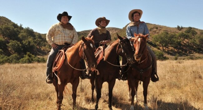 Adrian Martinez, Efren Ramirez, and Will Ferrell saddle up in Casa De Mi Padre