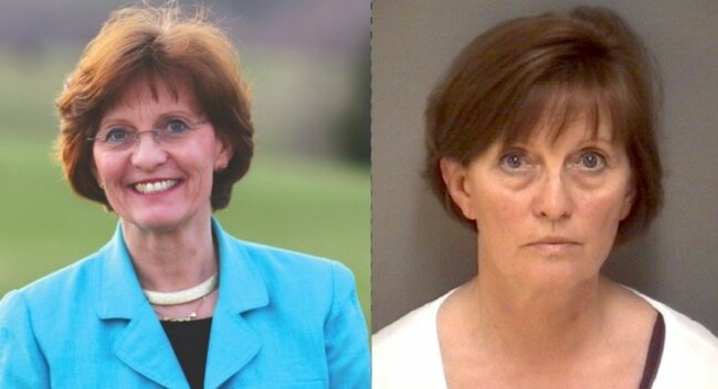 Feda Morton as a candidate in 2010, and under arrest in 2012.