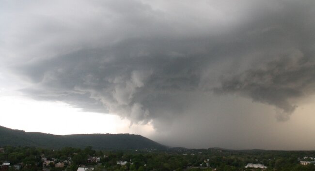 The storm cloud slams into Carter Mountain at 5:43pm.