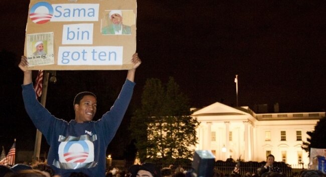 Joyous crowds gathered at the White House in response to the news that Osama bin Laden was dead.