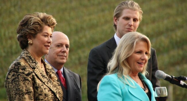 First Lady Maureen McDonnell toasted Virginia wine with Patricia Kluge, William Moses, and Eric Trump.