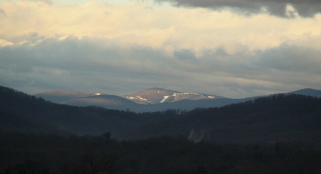 The slopes of Wintergreen as seen from 26 miles away at 8:23am on January 27.