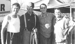 Aging Fern: Mac Davis, Eric Starkey, Dave Matthews, and Chris Freihofer on location in Oklahoma for Where the Red Fern Grows. 