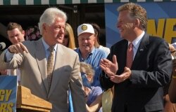 Former President Bill Clinton stumps for McAuliffe at the 17th Street Farmers%2526#039; Market in Richmond in April 2009. 