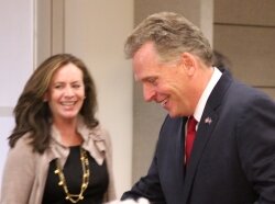 Dorothy and Terry McAuliffe were in Charlottesville May 6 for a multi-city campaign kickoff. In his 1997 book, he details leaving Dorothy in the delivery room while he went to a fundraiser. 