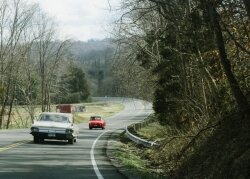 Merlin Durham told authorities he chased a hit-and-run TR3 from Greenwood to Charlottesville along U.S. Route 250. (Vintage 1961 Cadillac and 1960 TR3 provided by John Pollock of Sports Car Rentals in Batesville.)