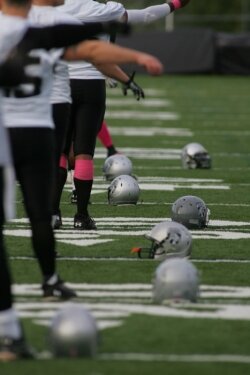 Dressed in black, silver and pink (for breast cancer awareness) the Silverbacks warmed up in formation an hour before kick-off.