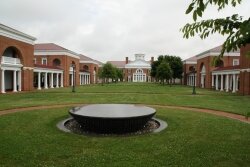 The Darden School campus includes a version of the hallowed Lawn.