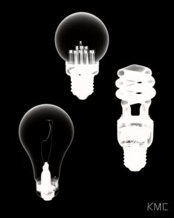 Incandescent, LED, and compact fluorescent via x-ray.