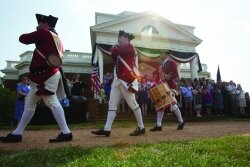 Patriotic music plays for new citizens at Monticello in 2012. 