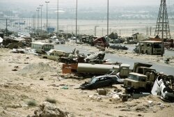 Scene from Highway 80, the %2526quot;Highway of Death%2526quot; during the 1991 Gulf War.