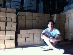 Eric Prum with boxes of Mason Shakers.
