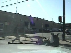 A still from the dashcam video of the November 5, 2007 crosswalk accident.