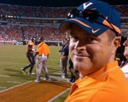 Horn seen here on the sidelines of a UVA football game in 2010. 