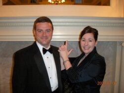 Horn and his wife posing as Mrs. and Mr. James Bond in 2009.