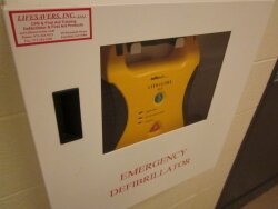 AEDs, such as this one in City Hall, have been credited with saving hundreds of lives.