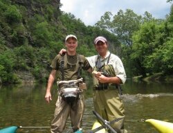 Dargan Coggeshall and his brother-in-law, Charlie Crawford, fishing on the Jackson River in 2010.