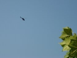 Philip Cobbs says he snapped this image of a circling helicopter the day before his trial. 
