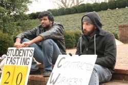 Grad students Ajay Chandra and Tim Bruno went more than 10 days without food until the hunger strike ended on Thursday, March 1.