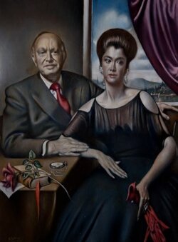 Russian artist Gregorio Sciltian painted this portrait of John and Patricia Kluge.