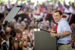 Former congressman Tom Perriello returns the favor and campaigns for Obama.