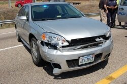 State Trooper C.J. Aiken%2526#039;s vehicle suffered front-end damage.