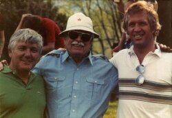 Beer exec Dewey D.S. Shiflett joins Wally and Terry Sieg, circa 1985.