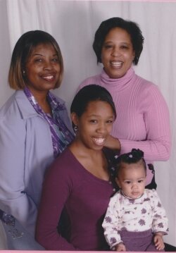 Several years before her death, Tinsley, top right, poses with her mother, Barbara Paige, top left, her daugher, Telambria Tinsley, and granddaughter Maniyah Washington.