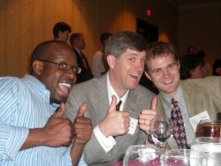 Former art director Mitchell Jarrett, editor Hawes Spencer, and reporter Lindsay Barnes after the Hook won the top award at the Virginia Press Association banquet in 2007 in Norfolk.