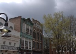 Ominous clouds loom over the Downtown Mall.