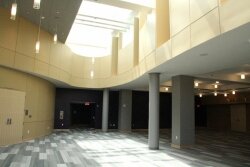 Skylights make a natural fit with the old Culbreth lobby space, now expanded and shared with the Ruth Caplin Theatre.