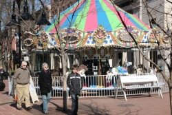 Writer Jill McCorkle (not pictured) was spotted snapping a photo of the merry-go-round before heading to a radio interview. 