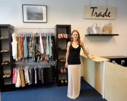 Trade owner Laura Van Camp is making thrift store shopping an upscale experience.