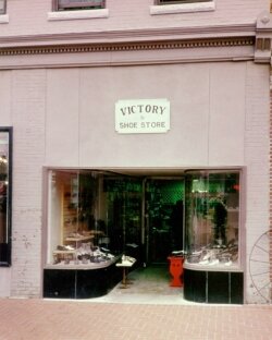 The old Victory Shoe Store façade 